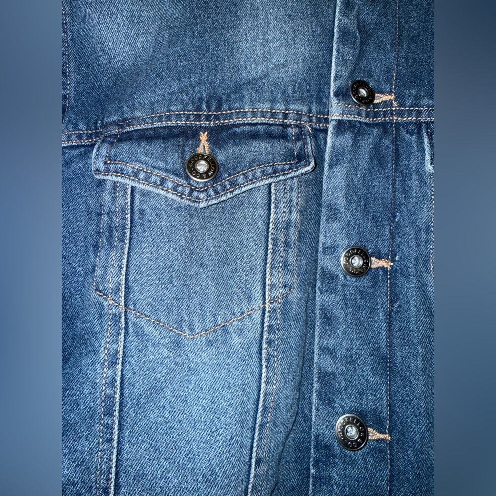 Goodfellow & Co Blue Denim Jacket with Tan Collar and Lining - Picture 2 of 14